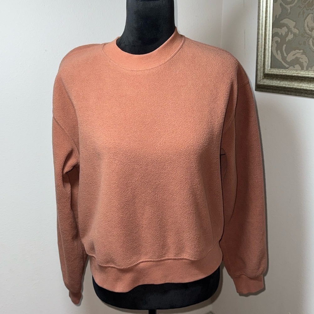 Fabletics sz S Rayne fleece sweatshirt top long sleeve brick color